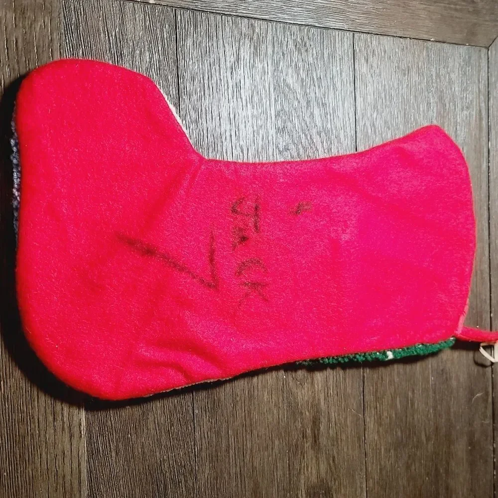 Vintage Christmas Needlepoint Stocking Santa Sleigh Reindeer